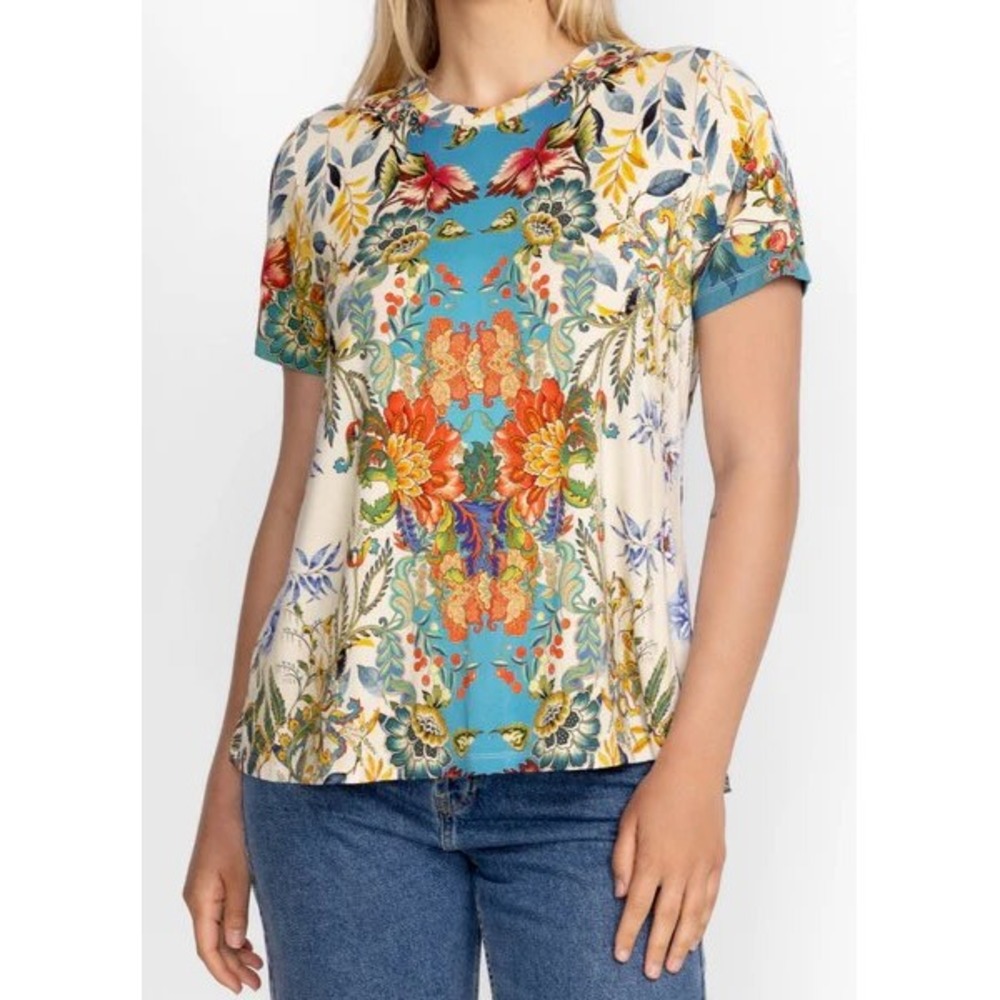 Johnny Was‎ Janie Favorite Short Sleeve Crew Neck Swing Tee Small z0
